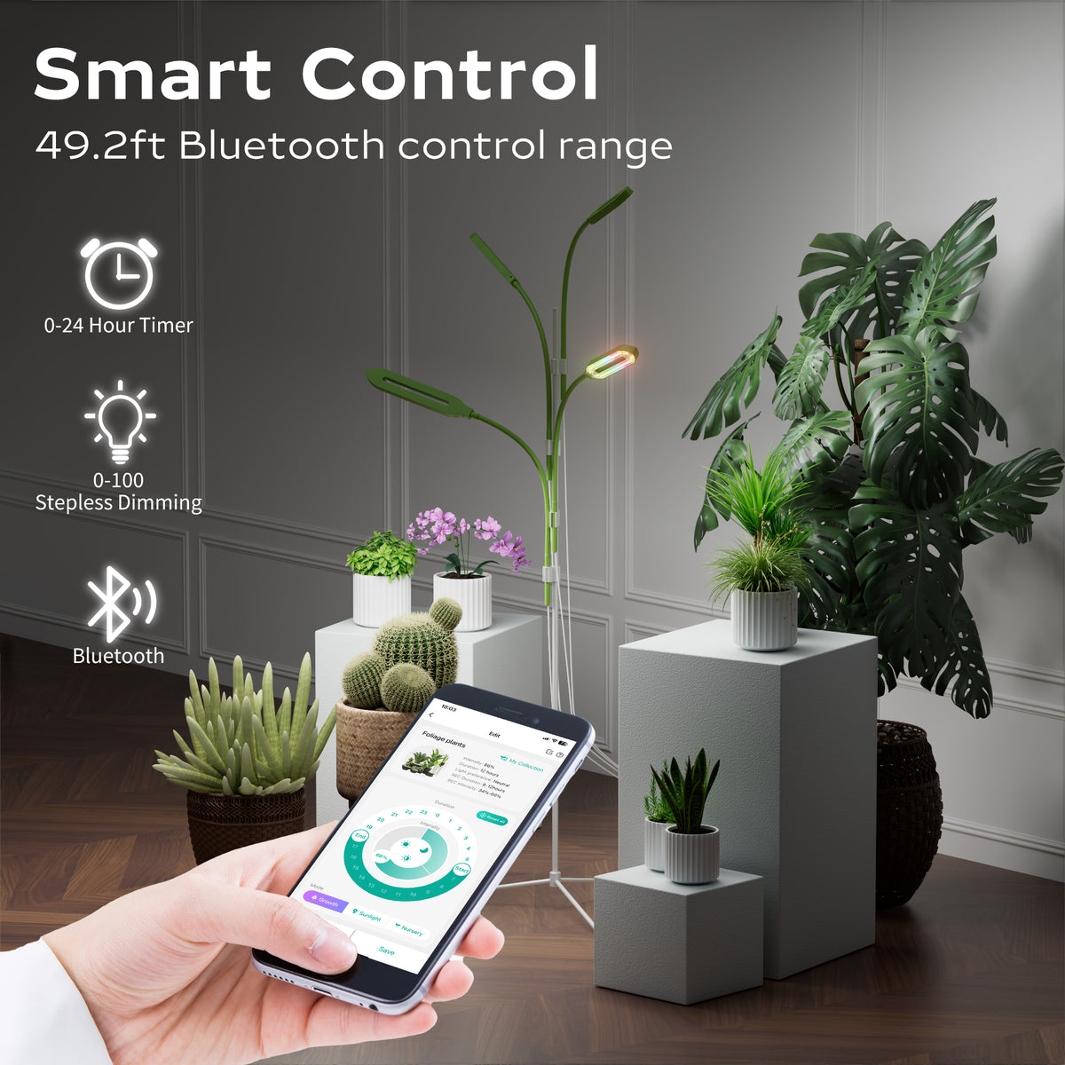 Smart Grow Lights for Indoor Plants, 4 Heads Full Spectrum Plant Light