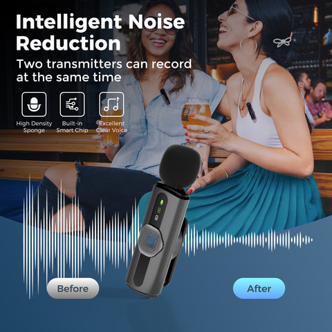 Diivoo 3 in 1 Wireless Lavalier Microphones, Mini Microphone Compatible with iPhone iPad Android Camera USB-C, Mini Mic with Noise Cancelling, Real time Monitoring for Video Recording, Vlog, YouTube
