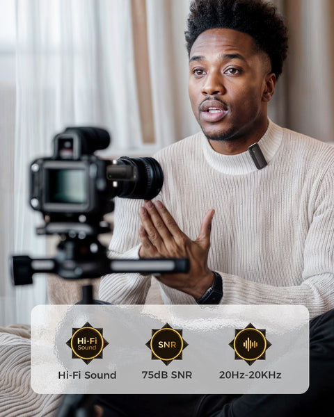 Diivoo Wireless Lavalier Microphones, Campatible iPhone, Android Phone, Camera, USB-C, 10-Hour Battery Mic, Mini Lapel Microfono with Noise Cancelling for Video Recording, Vlog, YouTube, TikTok