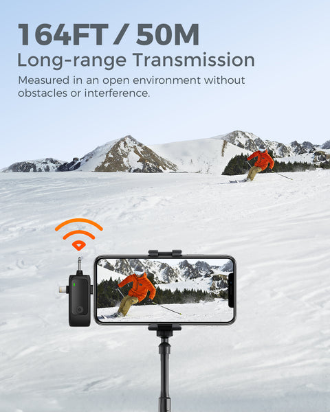 Diivoo Wireless Lavalier Microphones, Campatible iPhone, Android Phone, Camera, USB-C, 10-Hour Battery Mic, Mini Lapel Microfono with Noise Cancelling for Video Recording, Vlog, YouTube, TikTok