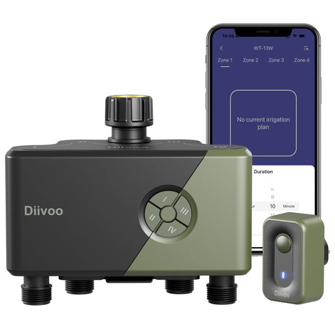 WiFi Water Timer 4 Outlets with Alexa & 24 Irrigation Plans & Rain Delay