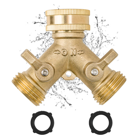 Hose Splitter 2 Way, Diivoo Heavy Duty Brass Hose Y Connector
