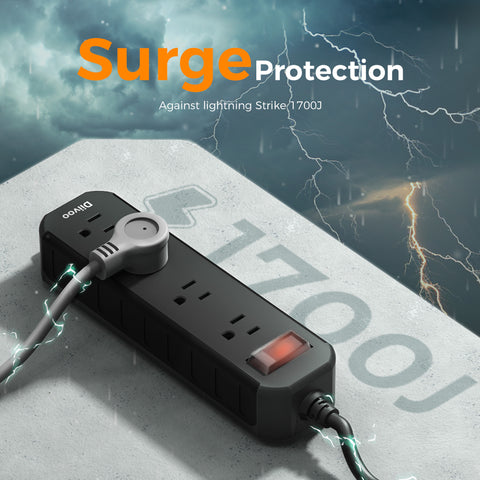 Black Outdoor Power Strip Weatherproof 50 FT Extension Cord