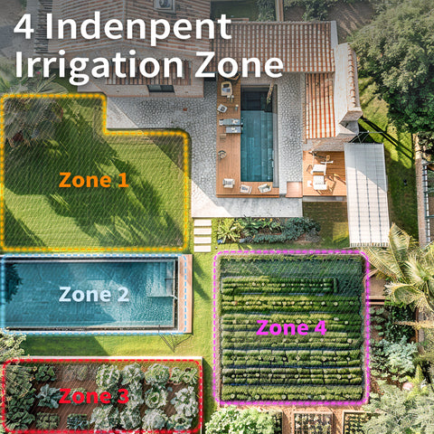 WiFi Water Timer 4 Outlets with Alexa & 24 Irrigation Plans & Rain Delay