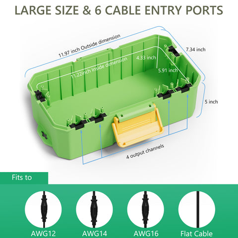 Diivoo Outdoor Electrical Box Waterproof Large 11.97 x 7.34 x 5 inch （Green）