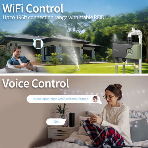 WiFi Water Timer 4 Outlets with Alexa & 24 Irrigation Plans & Rain Delay