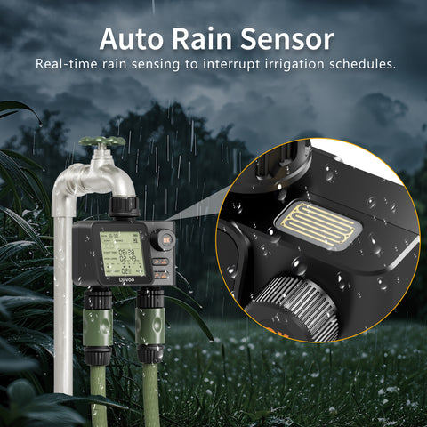 Sprinkler Timer 2 Zone with Rain Sensor and 6 Separate Watering Irrigation Programs