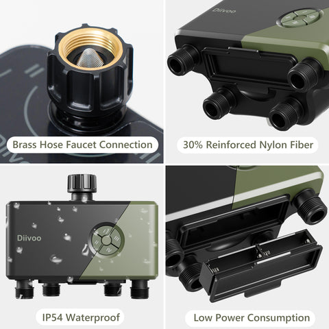 WiFi Water Timer 4 Outlets with Alexa & 24 Irrigation Plans & Rain Delay
