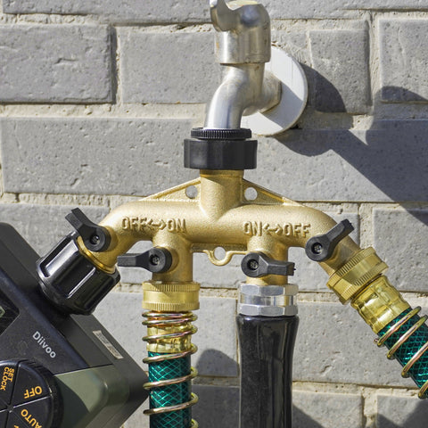 Hose Splitter 4 Way, Diivoo Heavy Duty Brass Hose Connector