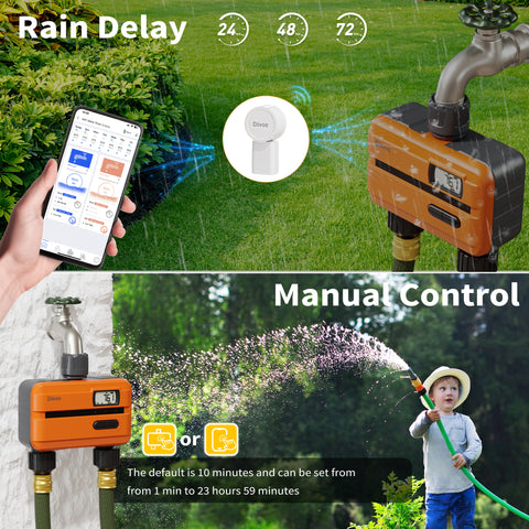 Diivoo WiFi Water Timer 2 Zone with Built-in Water Flow Meter