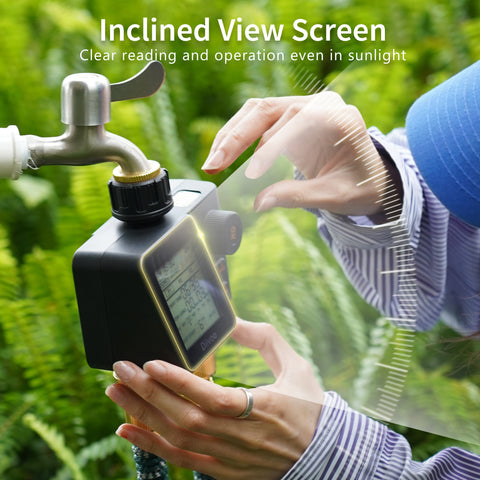 Sprinkler Timer 2 Zone with Rain Sensor and 6 Separate Watering Irrigation Programs