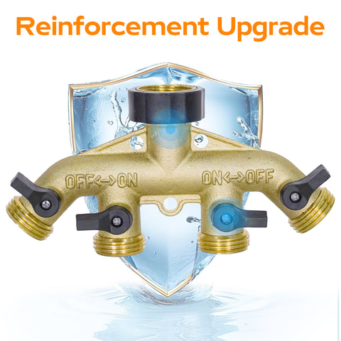 Hose Splitter 4 Way, Diivoo Heavy Duty Brass Hose Connector