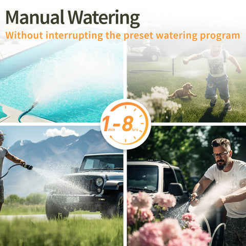 Programmable Water Hose Timer 2 Outlet for Garden（Orange）