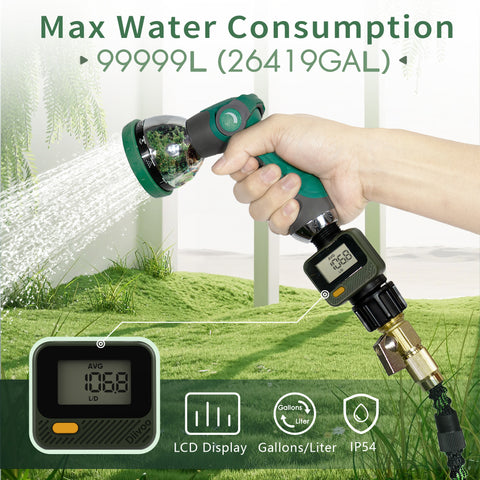 Water Flow Meter with 180° Removable Panel 4 Measure Modes