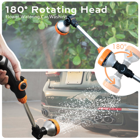 Watering Wand Heavy Duty, Metal Garden Hose Wand with 8 Spray Patterns, 18 Inch Long