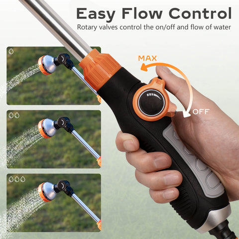 Watering Wand Heavy Duty, Metal Garden Hose Wand with 8 Spray Patterns, 18 Inch Long