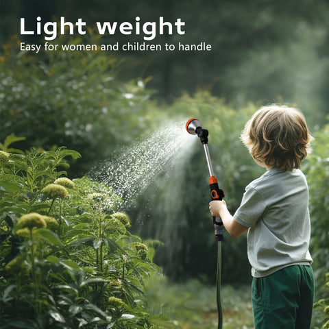 Watering Wand Heavy Duty, Metal Garden Hose Wand with 8 Spray Patterns, 18 Inch Long
