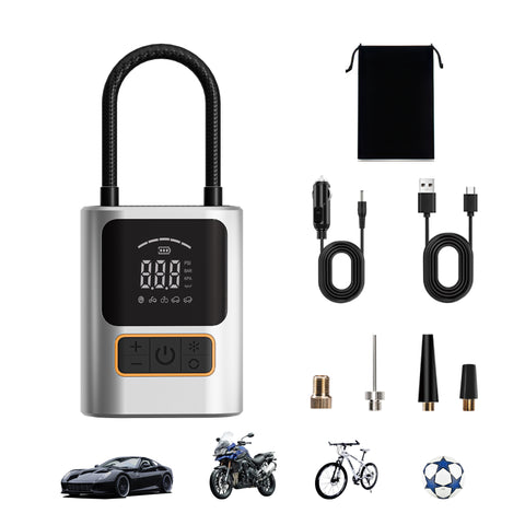 Tire Inflator Portable Air Compressor, 150 PSI Max, 19 LPM Fast Inflate, LED Display & Auto Shut-Off, 4000mAh Battery & 12V Car Charger, Compact & Wireless for Car, Bike, Ballc