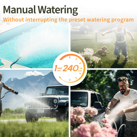 Diivoo Sprinkler Timer 2 Zone, Programmable Water Hose Timer 2 Outlet for Garden, Outdoor Automatic Irrigation System IPX5 Waterproof with Rain Delay/Manual for Lawn, Yard, Pool