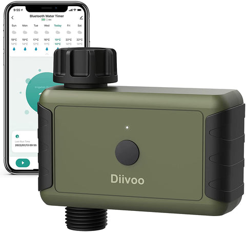 Bluetooth Smart Water Timer, Diivoo Programmable Sprinkler Hose Timer-Green