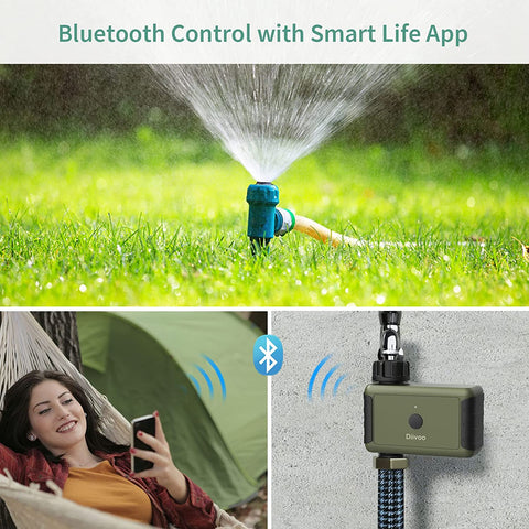 Bluetooth Smart Water Timer, Diivoo Programmable Sprinkler Hose Timer-Green