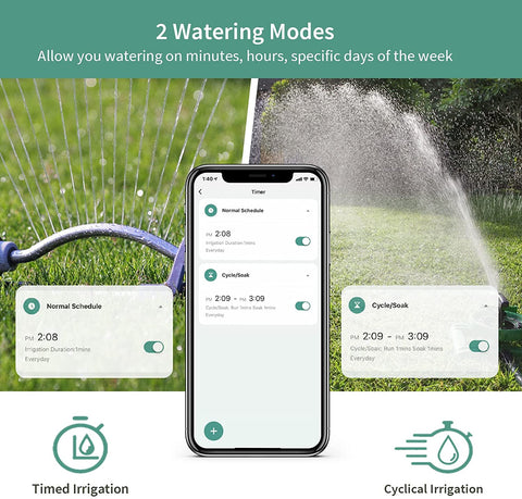 Bluetooth Smart Water Timer, Diivoo Programmable Sprinkler Hose Timer-Green
