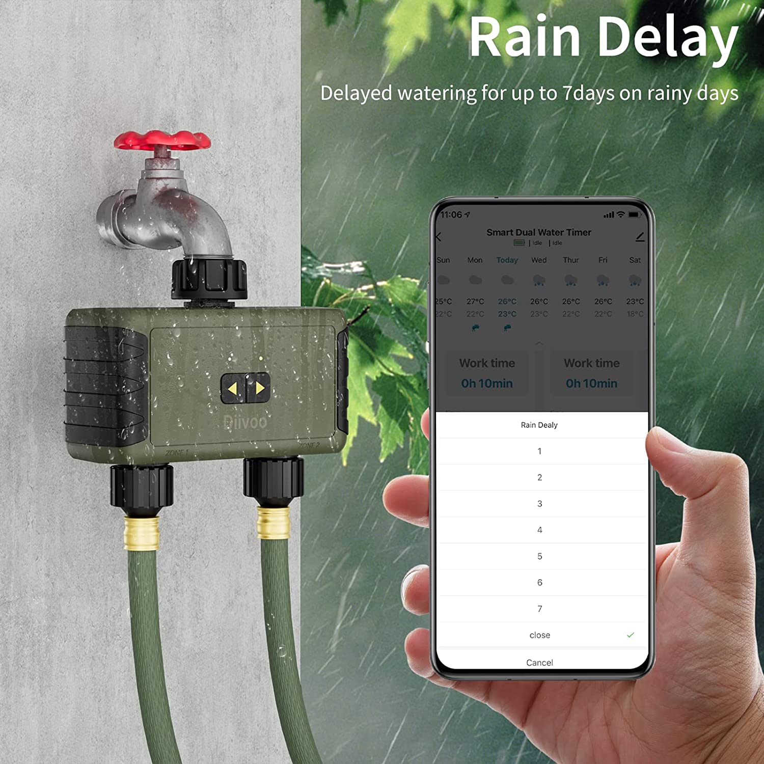 Diivoo Smart Water Timer for Garden Hose Up to 40 Separate Programmabl