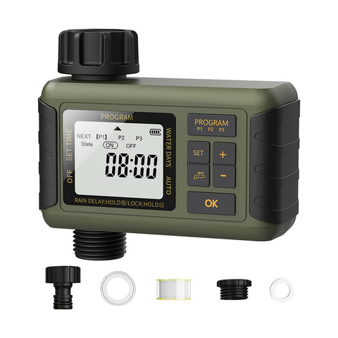 Diivoo Programmable Irrigation Hose Timer with 3 Individual Watering Programs and Rain Delay for Garden Lawn