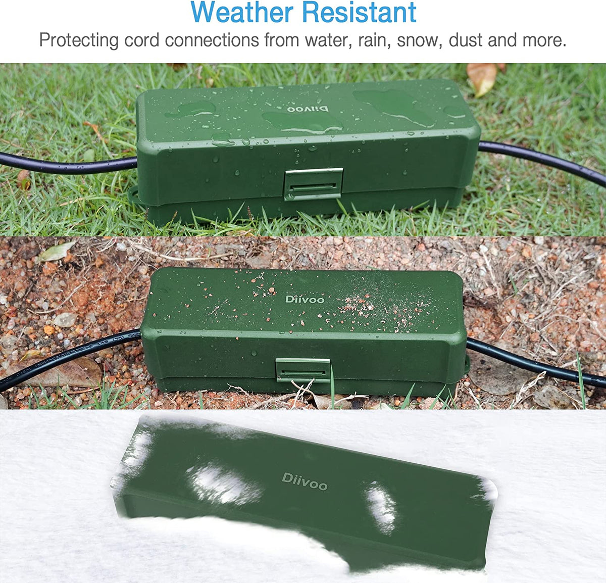 Diivoo 3 Pack Weatherproof Electrical Connection Box to Protect Outdoo