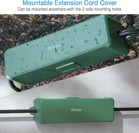 Mountable Extension Cord Cover: Can be mounted anywhere with the 2 side mounting holes