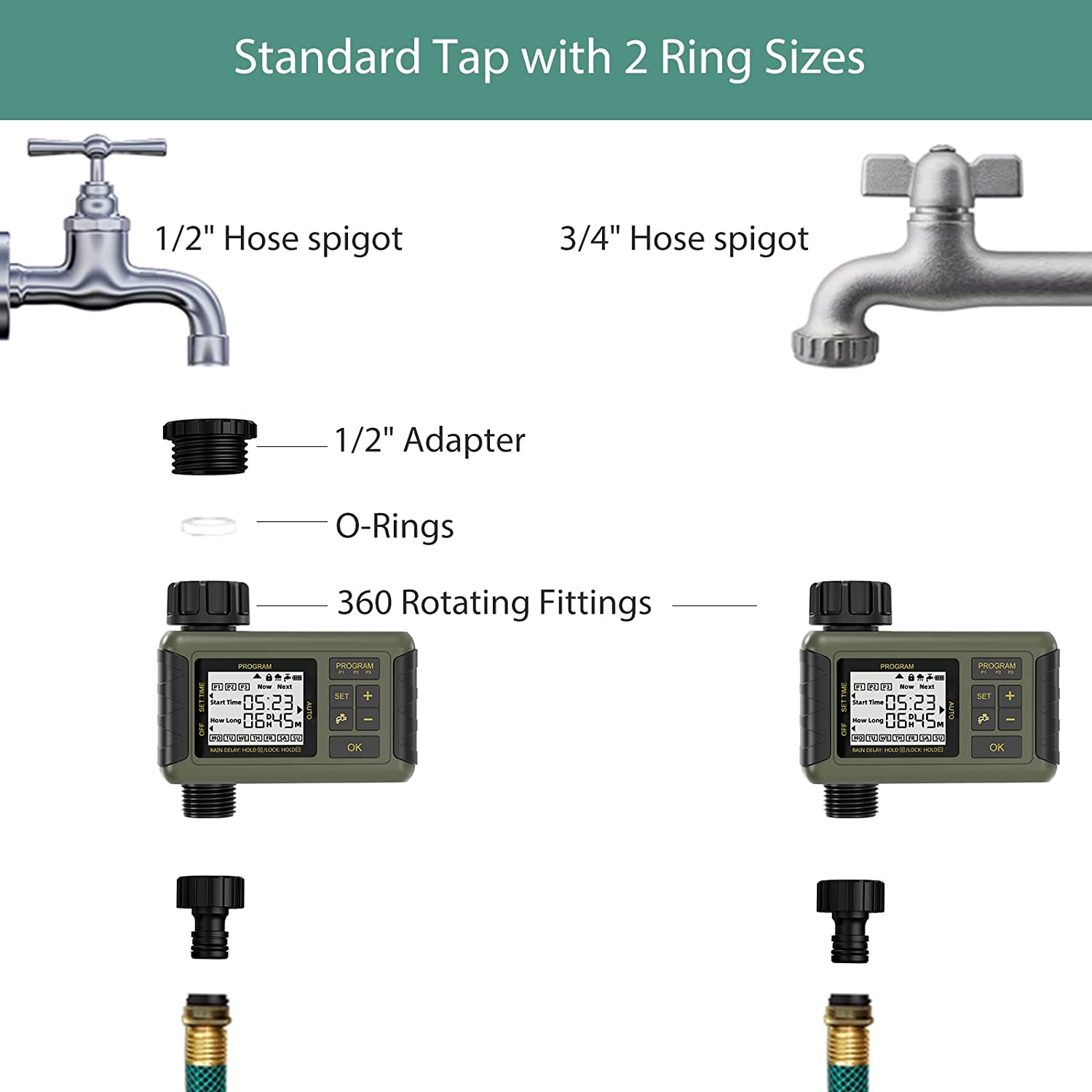 Diivoo Programmable Irrigation Hose Timer with 3 Individual Watering Programs Diivoo