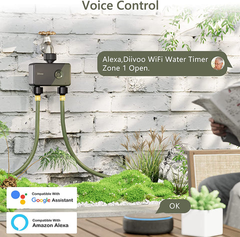 Diivoo Smart Water Hose Timer Compatible with Alexa and Google