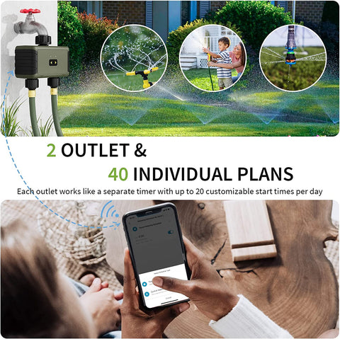 WiFi Sprinkler Timer 2 Zone, Diivoo Smart Water Timer for Garden Hose